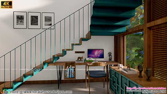 Tropical interior design under staircase design