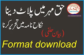 Property in lieu of Dower Affidavit Format in Urdu