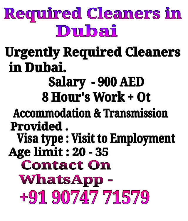Urgently Required Cleaners in Dubai .
