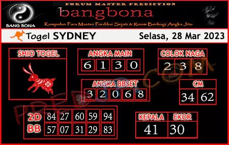 Prediksi Bang Bona Sydney Selasa 28 Maret 2023