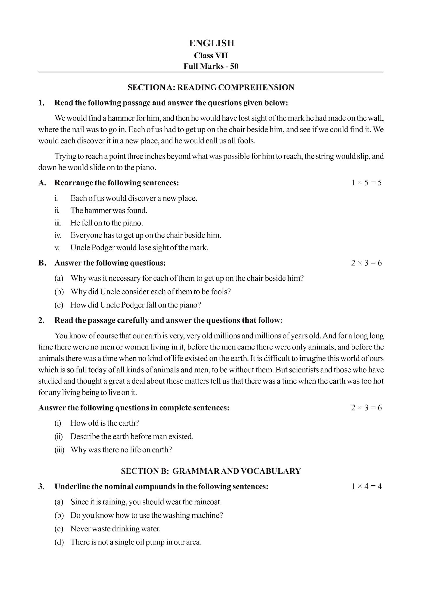 Model Activity Tasks | Second Language (English) | CLASS 7 | Part 8 | 2021 | PDF | Question & Answer