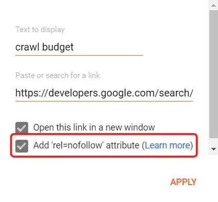 How to add rel nofollow attribute to link in blogger