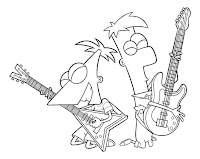 Phineas and Ferb playing guitar