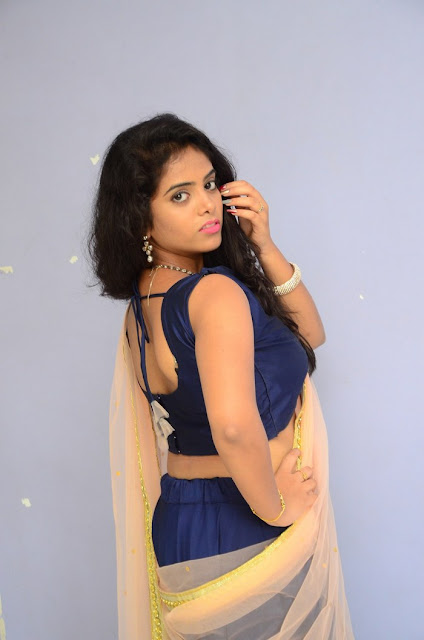 Manjeera Telugu Actress Hot Beautiful Pics in Transparent Saree 2