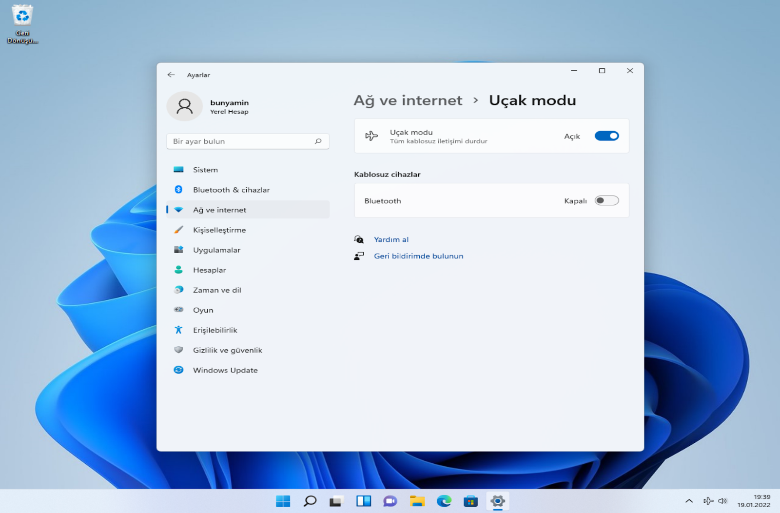 Windows 11'de Uçak Modunu açın veya kapatın