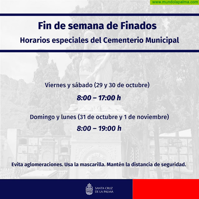 El Cementerio Municipal de Santa Cruz de La Palma amplía su horario de apertura este domingo 31