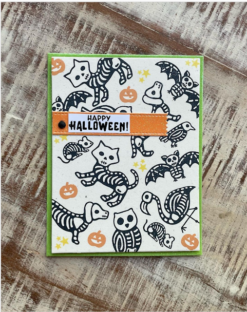 Happy Halloween by Amy Gross features Spooky Skeletons by Newton's Nook Designs; #inkypaws, #newtonsnook, #halloweencards, #cardmaking