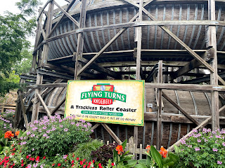 Flying Turns Trackless Roller Coaster Sign Knoebels