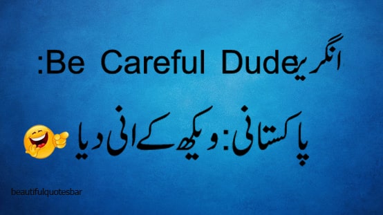 انگریز:Be Careful Dude پاکستانی:ویکھ کے انی دیا