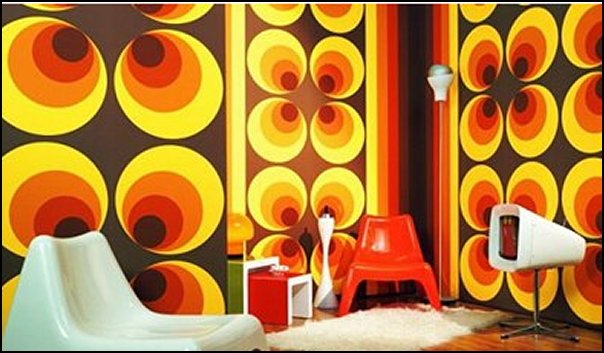 retro style 70s decorating 70s wallpaper MCM furniture mid century bedroom ideas