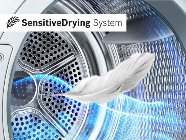 SensitiveDrying sytem ( hệ thống sấy nhạy cảm) được trang bị trong Máy sấy quần áo Bosch WTH85V0GPL