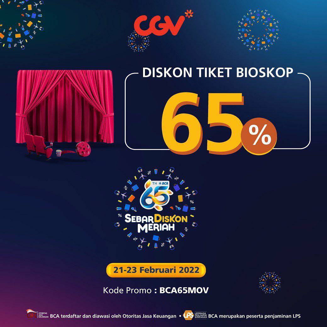 Promo CGV CINEMA HUT BCA 65 - DISKON Spesial hingga 65%