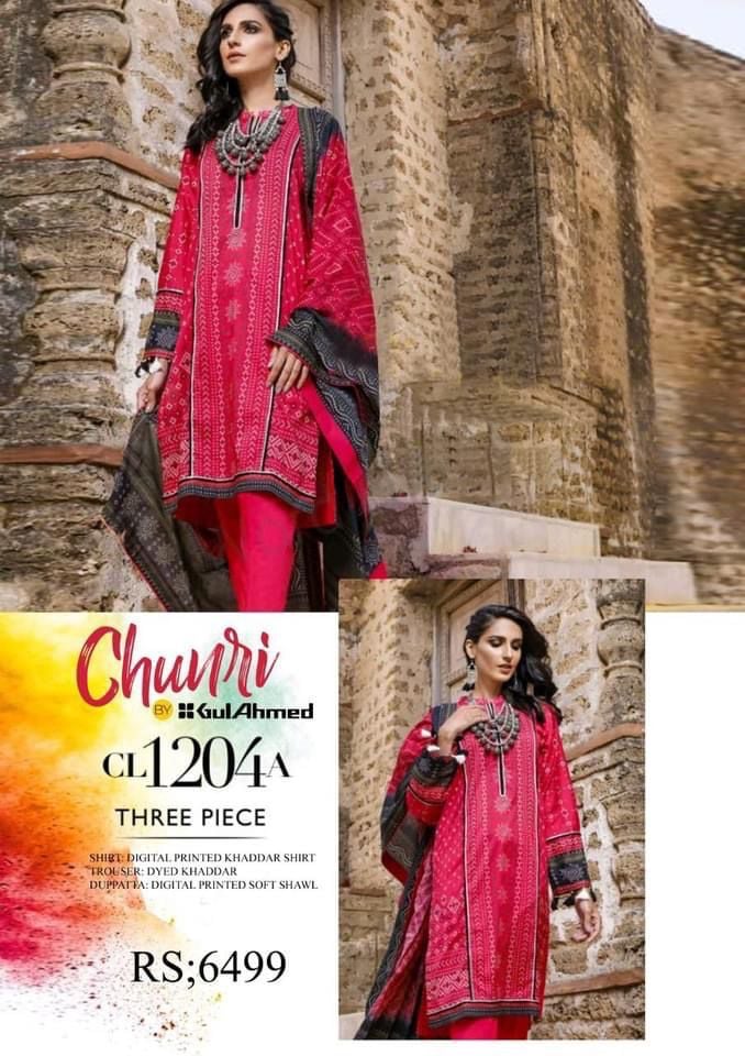 Gul Ahmed - Khaadar-Replica - Red 3 PC