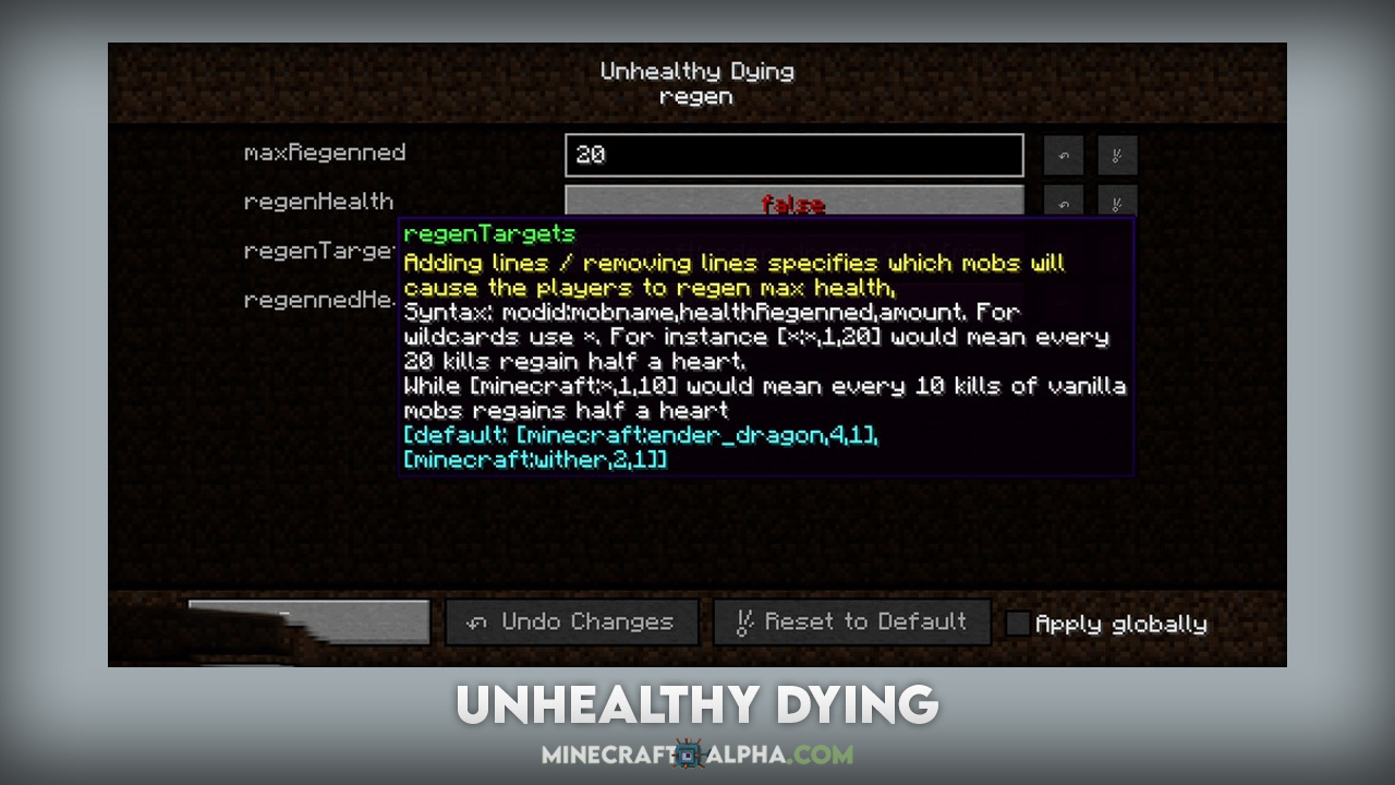 Minecraft Unhealthy Dying Mod 1.18.1 (Not A Normal Death)