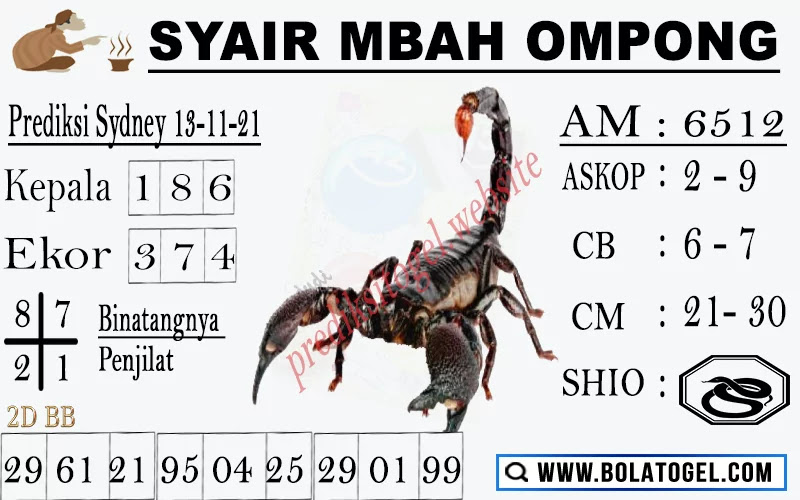 Syair Mbah Ompong Sydney Sabtu 13-11-2021