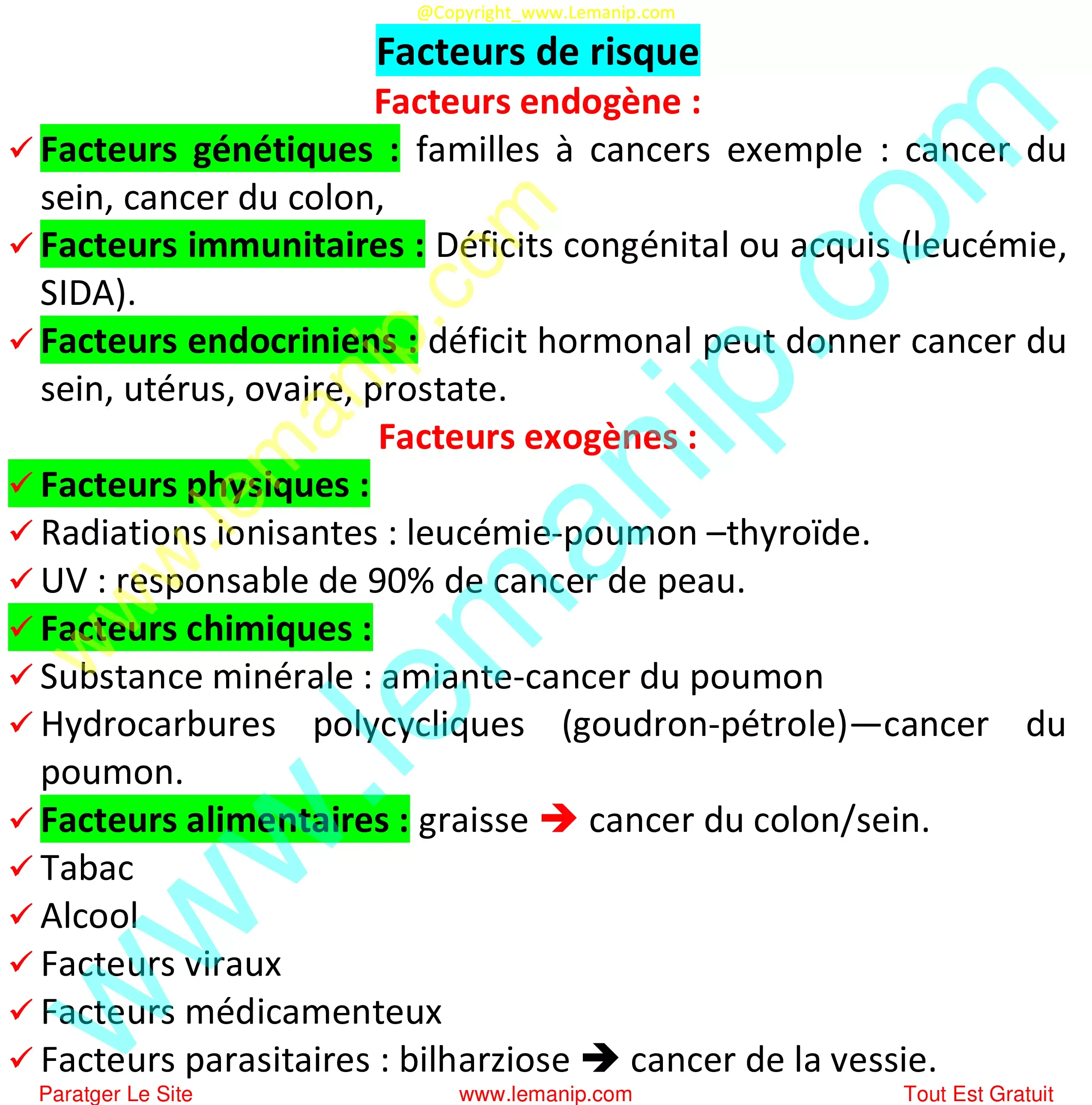 Facteurs de risque du cancer