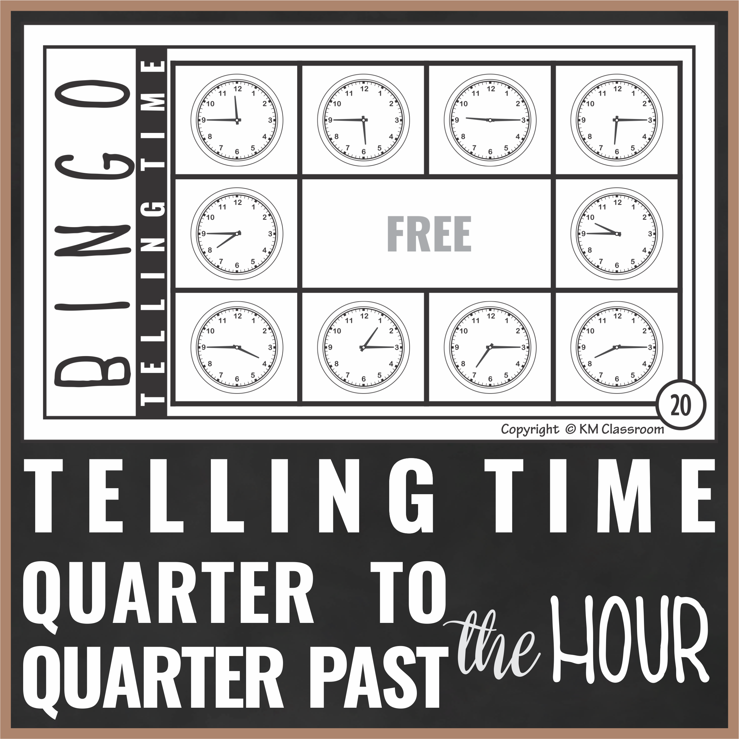 Quarter to the Hour, Quarter past the Hour Bingo