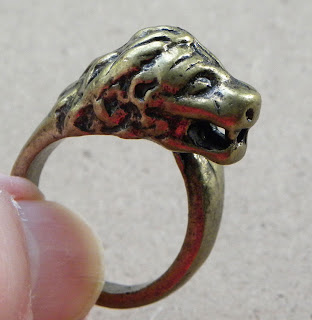 Brass lion ring king of the jungle