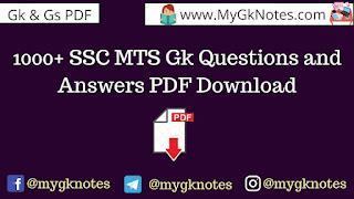 1000+ SSC MTS Gk Questions and Answers PDF Download