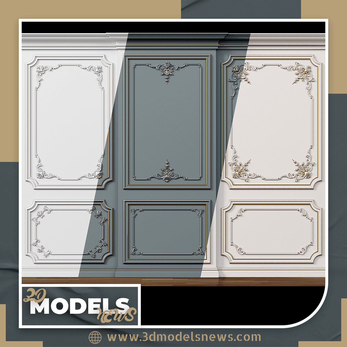 Wall model Boiserie classic panels 1