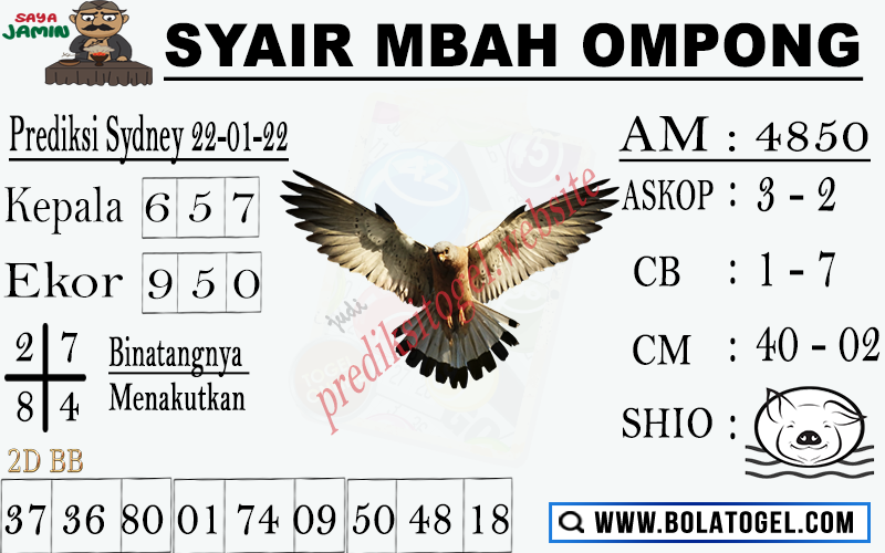 Syair Mbah Ompong Sydney Sabtu 22-01-2022