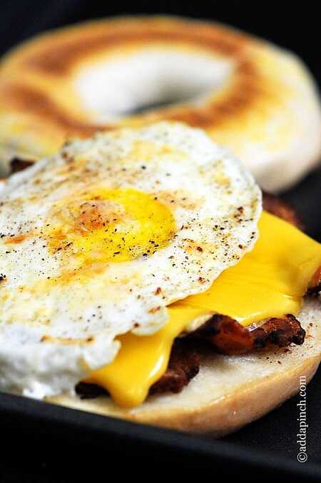 Bacon, Egg, and Cheese Bagel Breakfast Sandwich Recipe