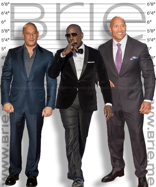 Tyrese Gibson height comparison with Vin Diesel and The Rock