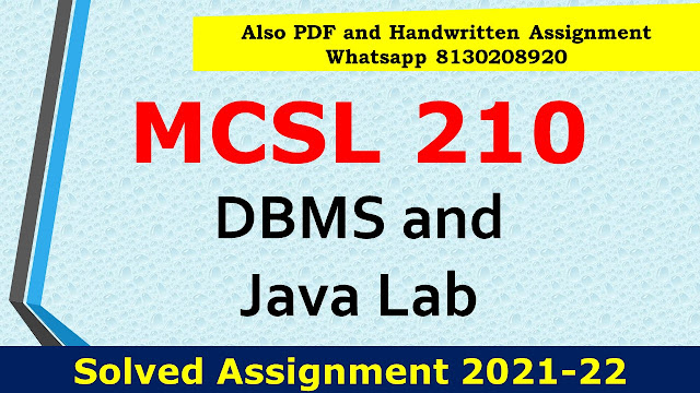 MCSL 210 Solved Assignment 2021-22