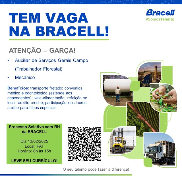 Bracell abre vagas de emprego em três cidades da região