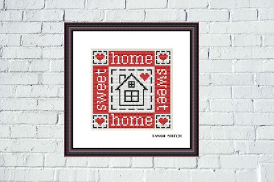 Home Sweet home simple housewarming cross stitch needlecraft design