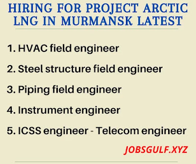 HIRING FOR PROJECT ARCTIC LNG IN MURMANSK LATEST