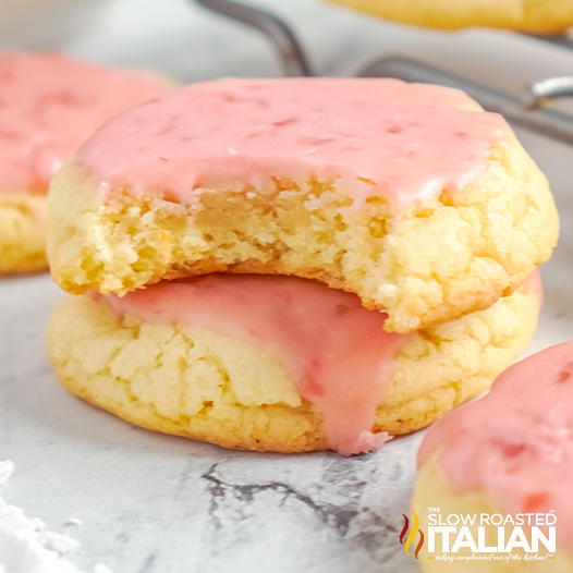 strawberry glaze cookie icing on homemade cookies