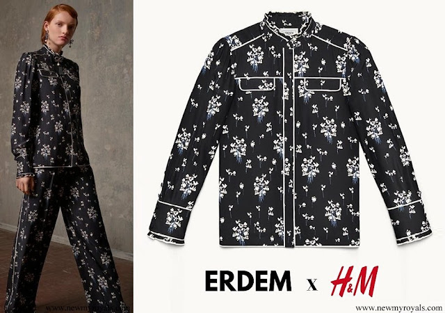 Crown Princess Victoria wore a floral blouse shirt from ERDEM x H&M Collection