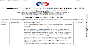 Technical Assistant Computer Science Information Technology Electronics Jobs in BECIL