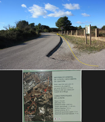 CIMS I COTES DEL BAIX PENEDÈS - BELLVEI AL CASTELL DE LA MUGA, carretera a la Baronia de Mar + plafó informatiu en direcció a La Muga, per l'antic camí de carro, Ruta-1