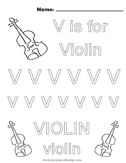 V is for Violin worksheet