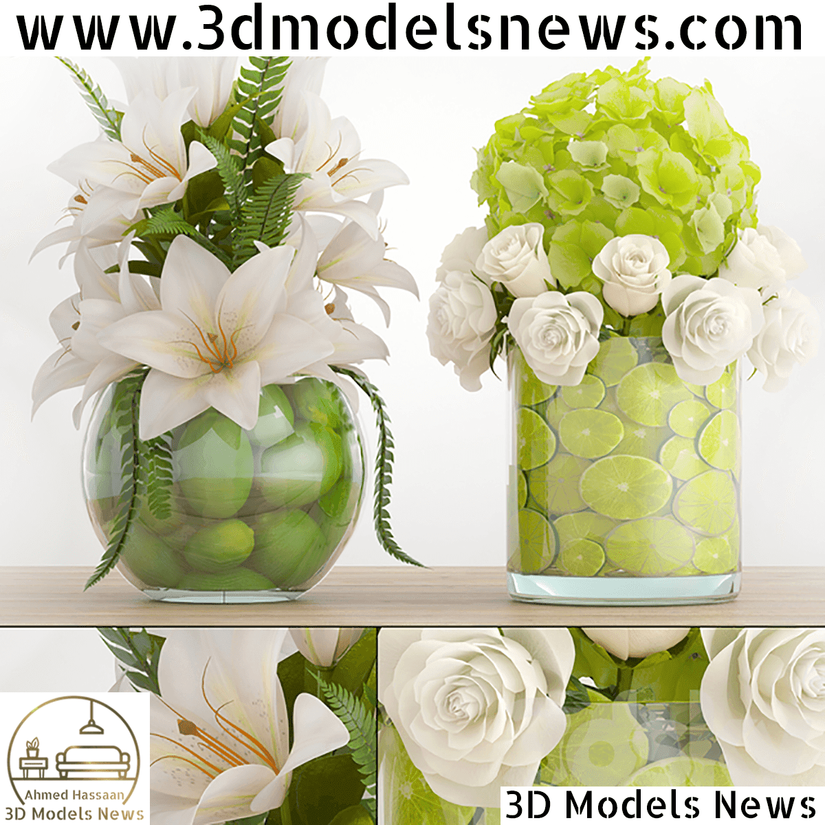Classic style floral and lemon bouquet model