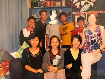 My classmates in our class room with our teacher at Mangere Resettlement Centre.