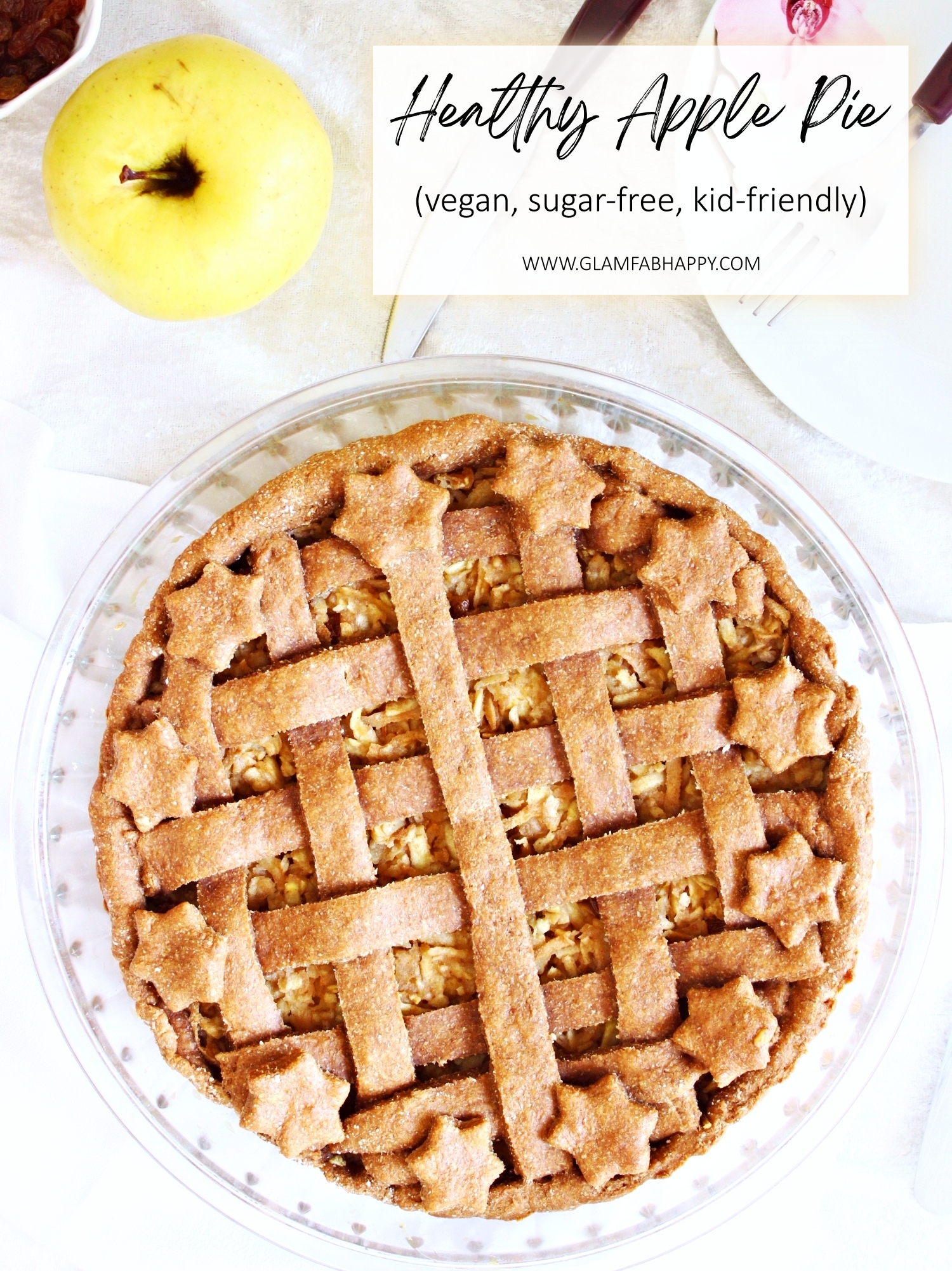 HEALTHY APPLE PIE vegan sugar-free low-fat kid-friendly recipe, healthy pie for whole family