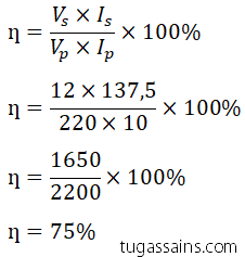 Contoh Soal Menghitung Efisiensi Trafo