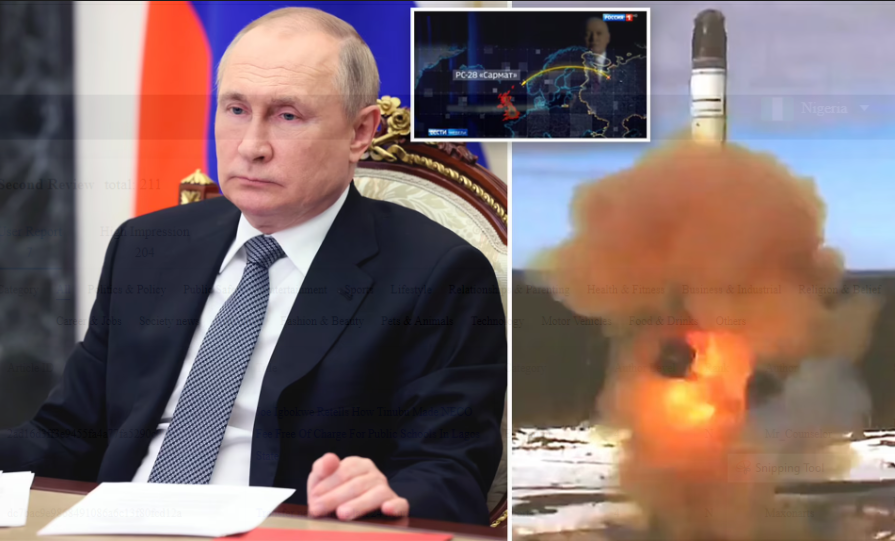 President Putin makes fresh threat to deploy new Satan II nuclear missile which can reach Britain in just three minutes by the end of 2022