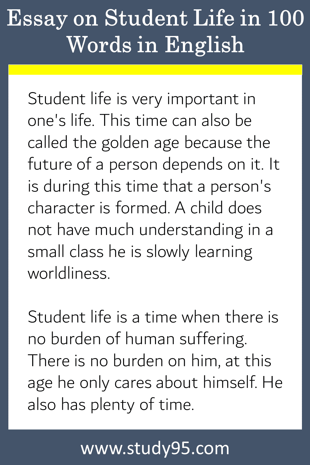 Essay on Student Life in 100 Words