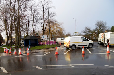 Emergency roadworks being carried out in Brigg during February 2022 after a burst water main