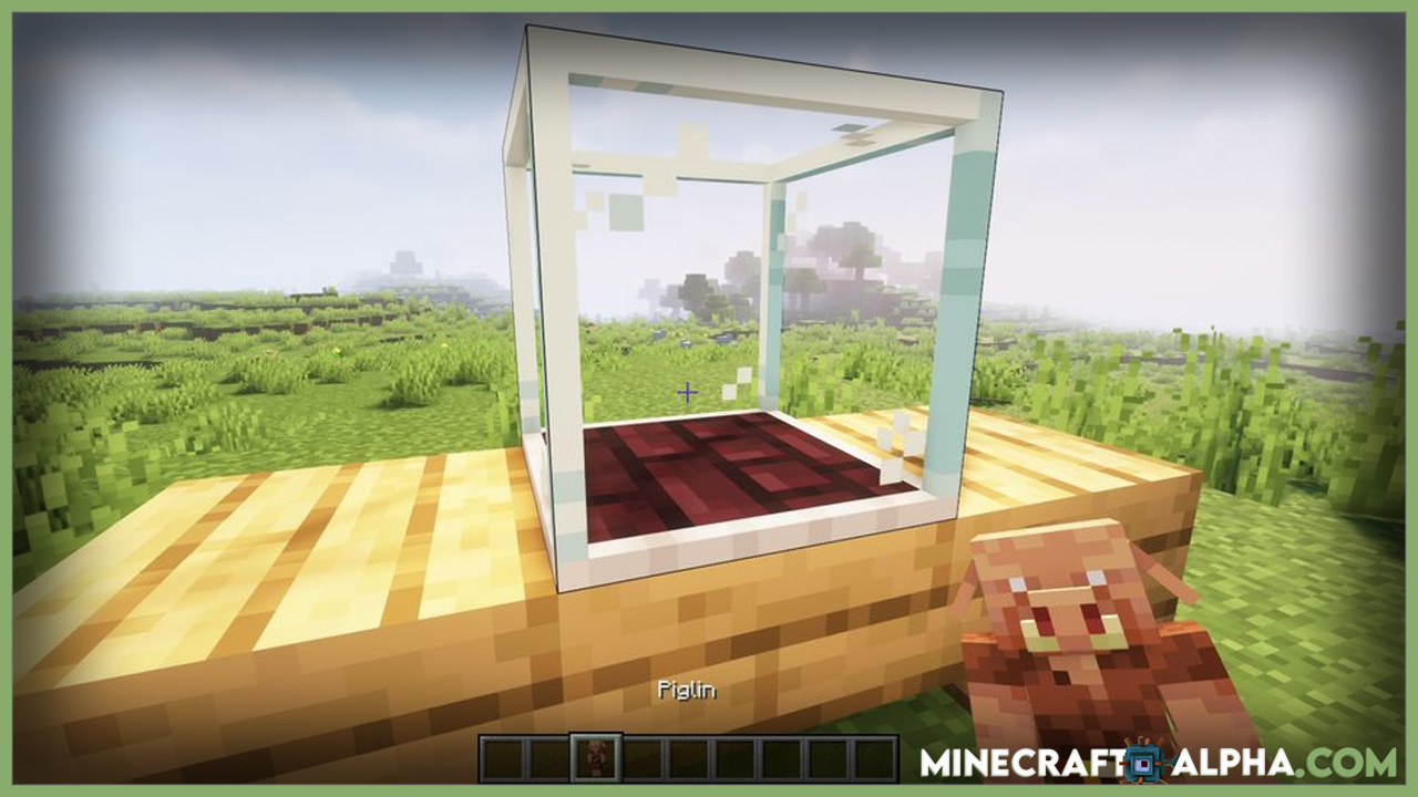 Minecraft Easy Piglins Mod 1.18.1 (Piglin in a box of Glass)