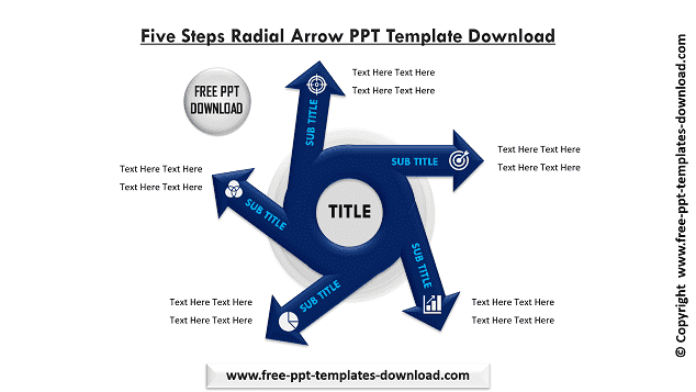 Five Steps Radial Arrow PPT Template Download