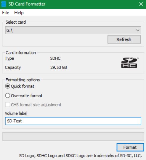 إصلاح التنسيق لم يكتمل بنجاح خطأ باستخدام مُنسق بطاقة ذاكرة SD
