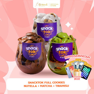 Cek Bittersweet by Najla - 3 Snacktok Full Cookies ( Nutella, Matcha & Tiramisu ) di Shopee
