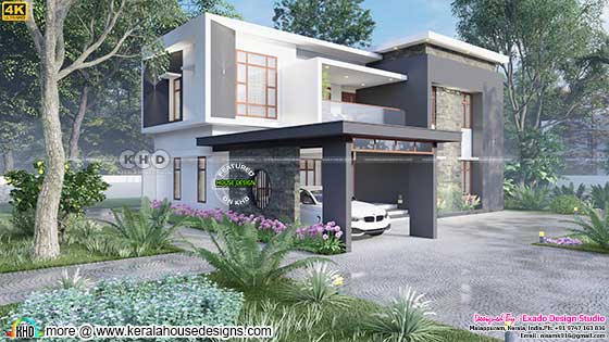 Contemporary residence side view