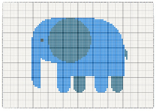 Blue Elephant: free cross stitch pattern