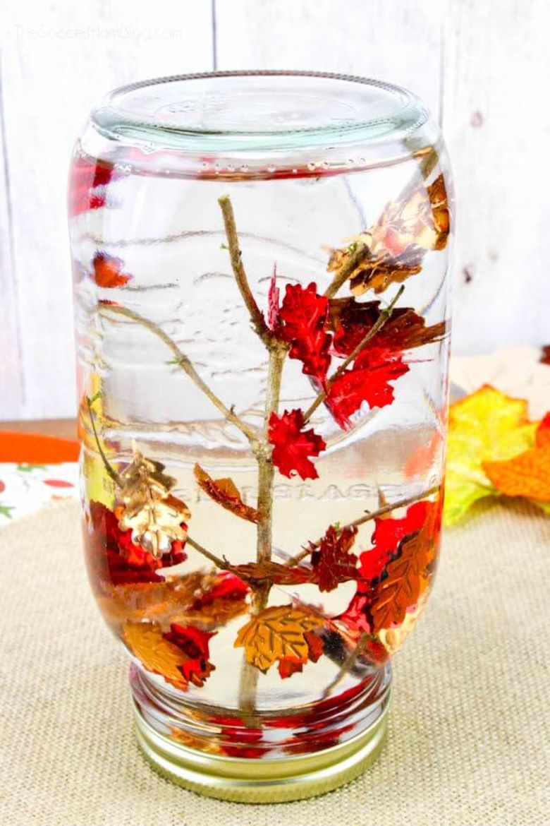 Falling leaves snow globe craft